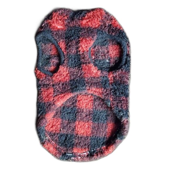 Buffalo Plaid Small Dog Sweater & 2 Pupteck Harnesses Red Plaid Paw Shield XS/S - Picture 9 of 10